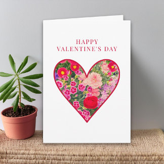 Valentine's Day for Wife - Pink Floral Heart Love Kort