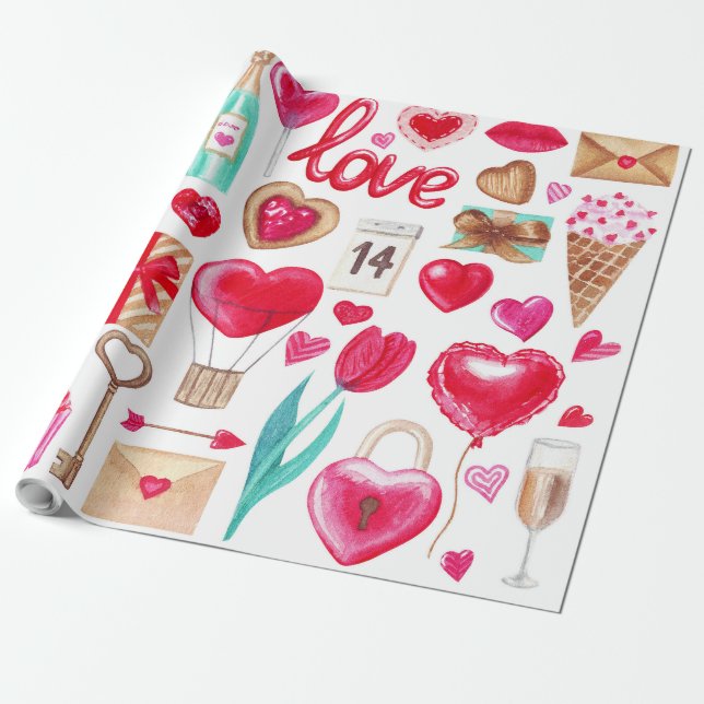Valentines day-formgivning presentpapper (Utrullad)
