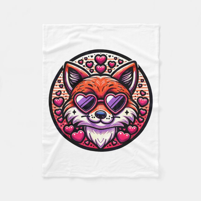 Valentines Day Fox And Matching Couples Foxes  Fleecefilt (Framsidan)