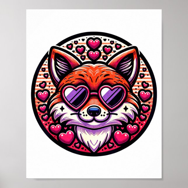 Valentines Day Fox And Matching Couples Foxes  Poster (Framsidan)