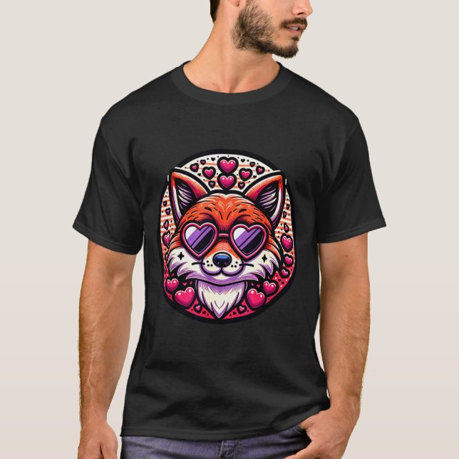 Valentines Day Fox And Matching Couples Foxes  T Shirt (Framsida)