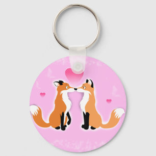 Valentines day Foxes Nyckelring