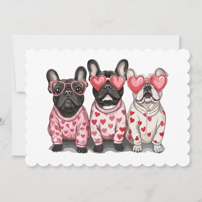 Valentines day Fransk Bulldog Julkort (Framsida)