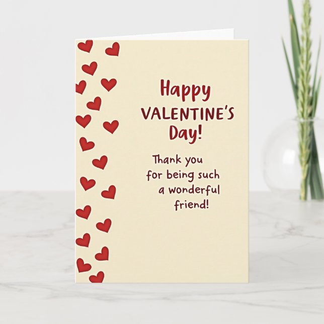 Valentines Day Friend Thank You Card Kort (Framsida)