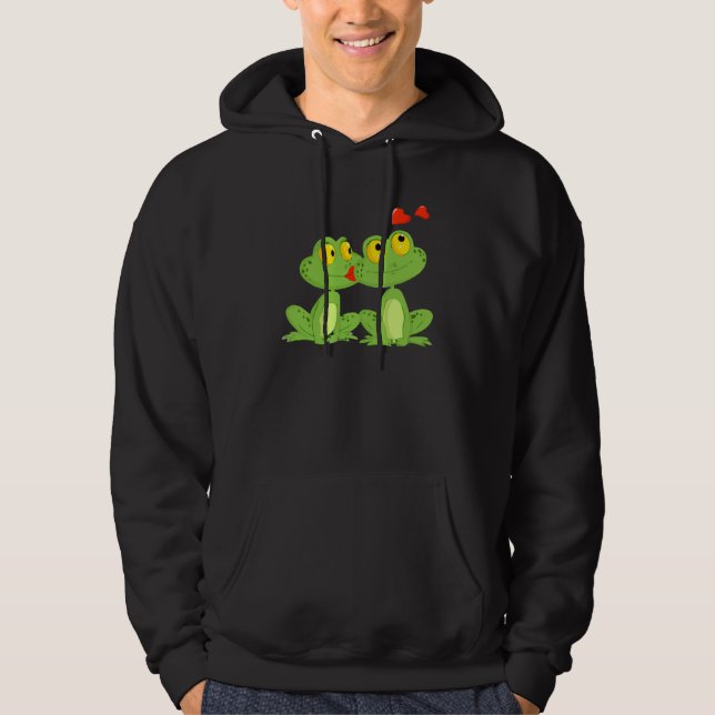 Valentines Day Frogs Heart Boyfriend Girlfriend Hoodie (Framsida)