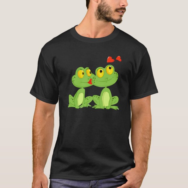 Valentines Day Frogs Heart Boyfriend Girlfriend T Shirt (Framsida)