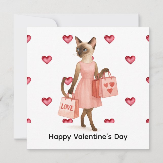 Valentine's Day from Cat Mom holding red heart Julkort (Framsida)
