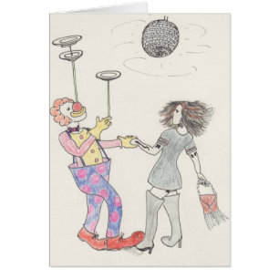 Valentines day Funny Clown Kärlek Tecknad Art Humo Hälsningskort