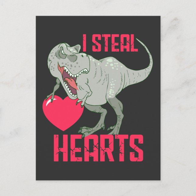 Valentines day Funny Dinosaur Heartbryter Boy Vykort (Framsida)