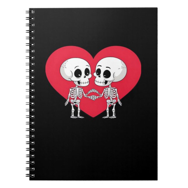 Valentines day Funny Skeleton Hand Heart Anteckningsbok (Framsidan)