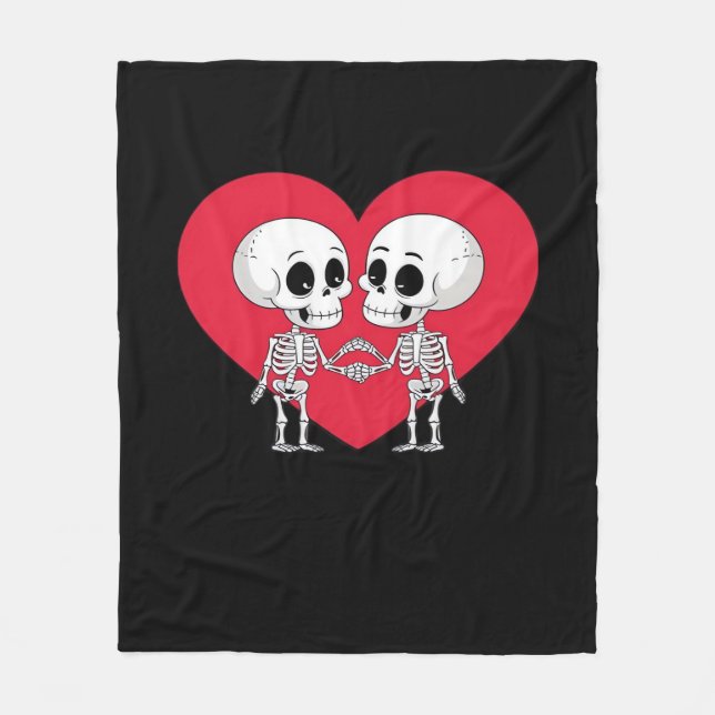 Valentines day Funny Skeleton Hand Heart Fleecefilt (Framsidan)