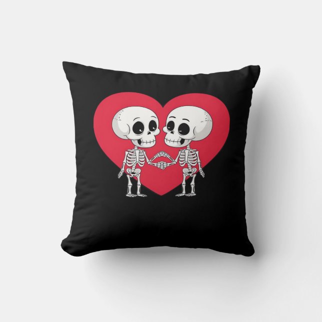 Valentines day Funny Skeleton Hand Heart Kudde (Framsida)