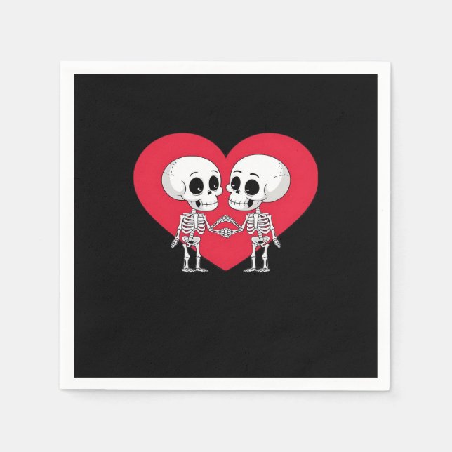 Valentines day Funny Skeleton Hand Heart Pappersservett (Framsidan)