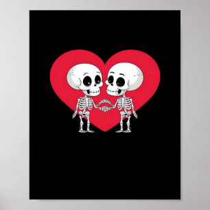 Valentines day Funny Skeleton Hand Heart Poster
