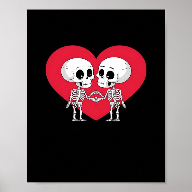 Valentines day Funny Skeleton Hand Heart Poster (Framsidan)