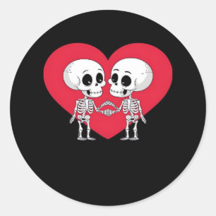 Valentines day Funny Skeleton Hand Heart Runt Klistermärke