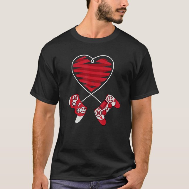 Valentines day Gamer Controller Kids Boys Valentin T Shirt (Framsida)