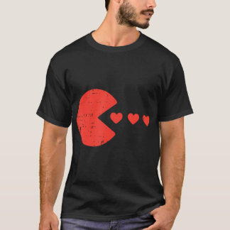 Valentines day Gamer Eating Hearts Manar Boys Kids T Shirt