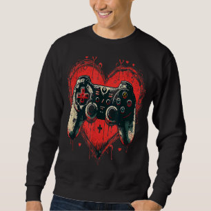 Valentines day Gamer Heart Video Games manar Kvinn Lång Ärmad Tröja