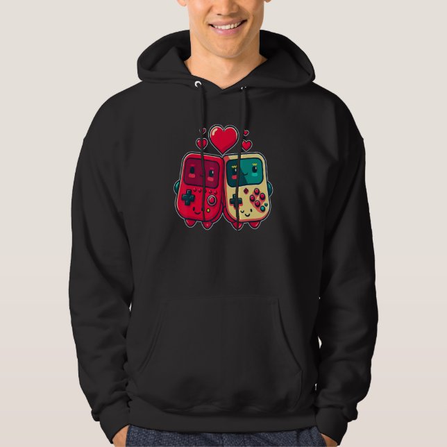 Valentine's Day Gaming Console for Gamer Couples K Hoodie (Framsida)