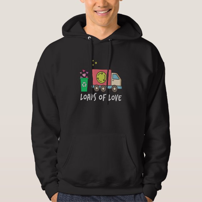 Valentines Day Garbage Truck Loads Of Love Boys Ki Hoodie (Framsida)