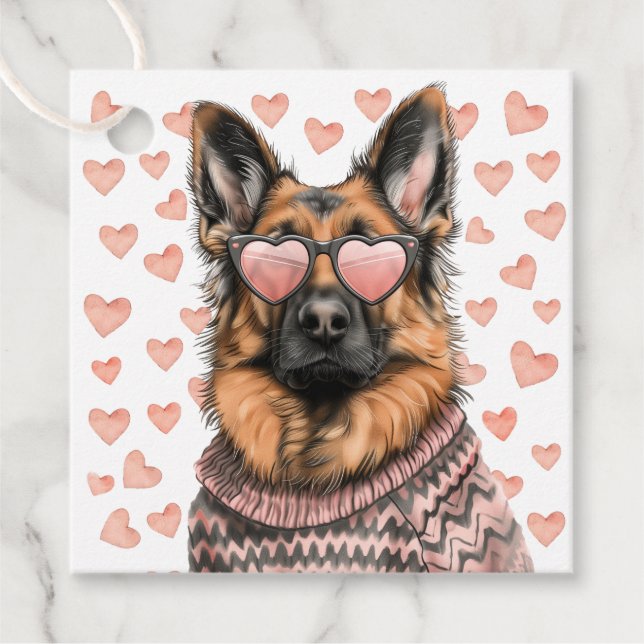 Valentines day German Shepherd Hund Gåvor Etiketter (Framsida)