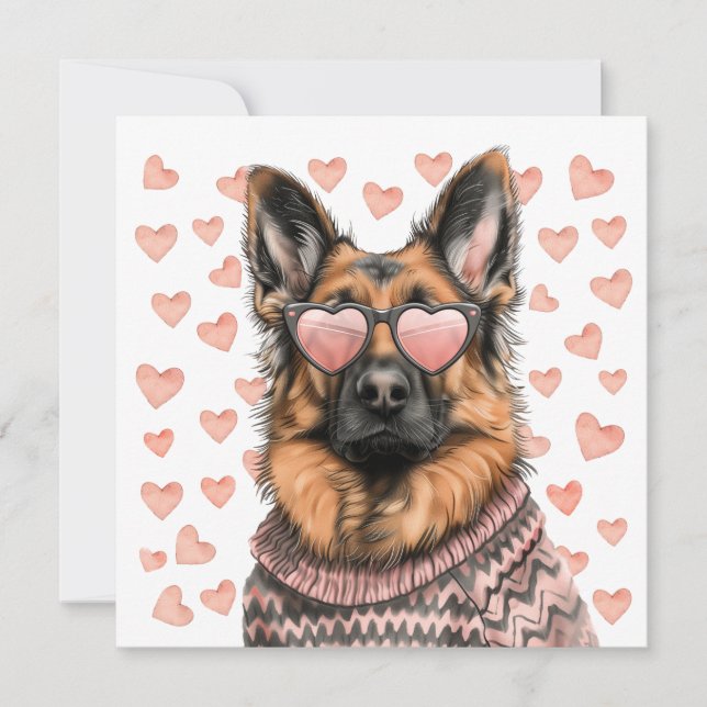 Valentines day German Shepherd Hund Julkort (Framsida)