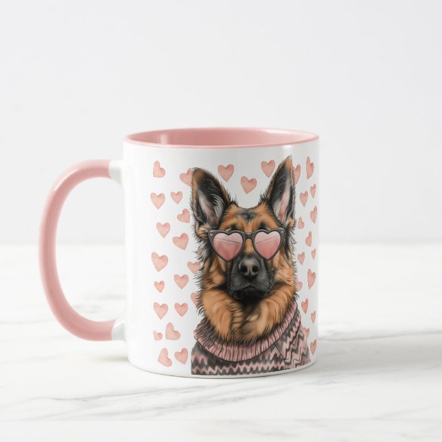 Valentines day German Shepherd Hund Mugg (Vänster)