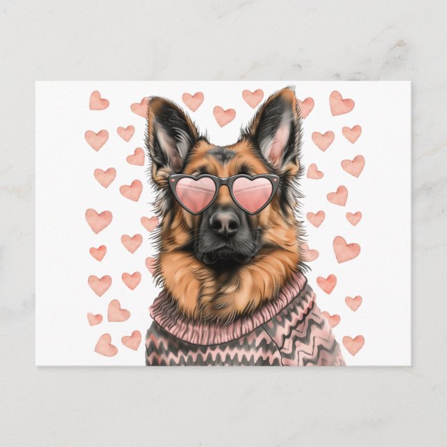 Valentines day German Shepherd Hund Vykort (Framsida)