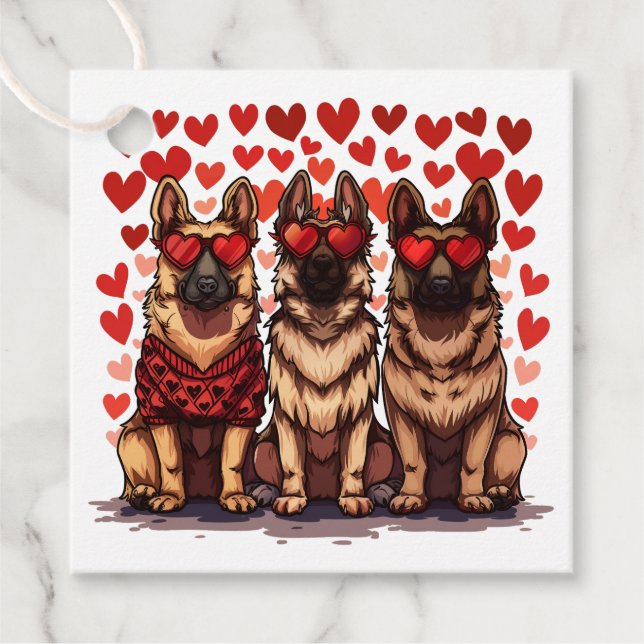 Valentines day German Shepherd Hundar Gåvor Etiketter (Framsida)