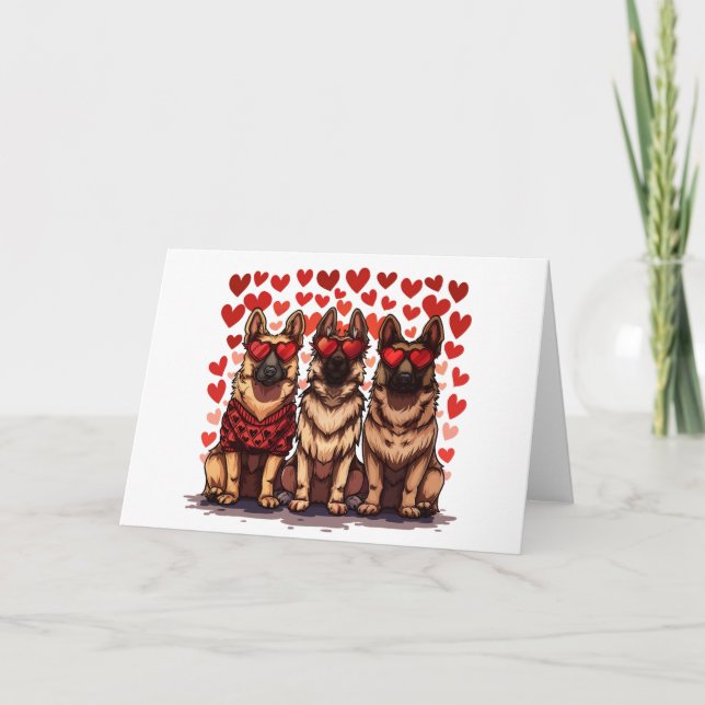 Valentines day German Shepherd Hundar Helgkort (Framsida)