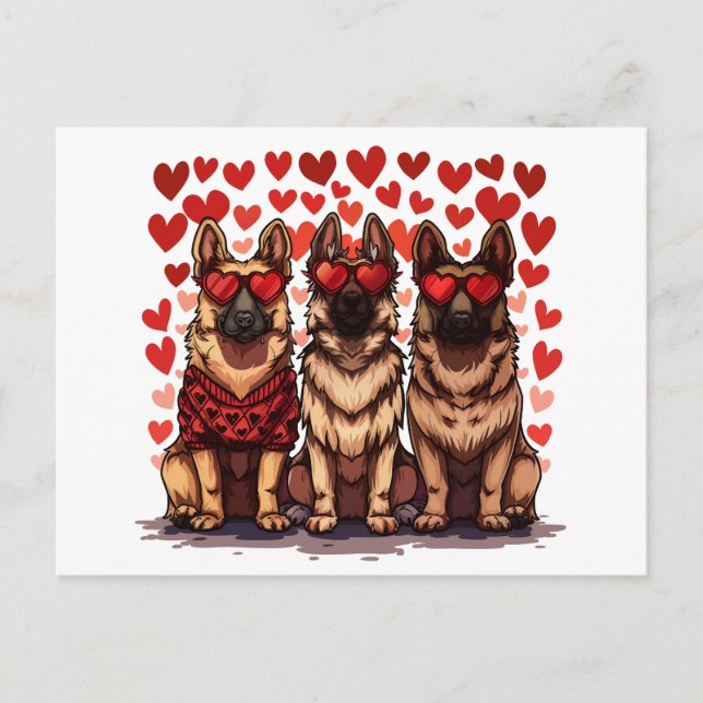 Valentines day German Shepherd Hundar Vykort (Framsida)