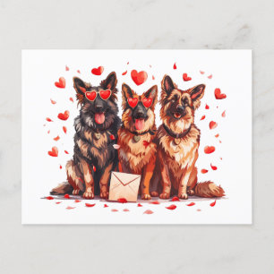 Valentines day German Shepherd Hundar Vykort