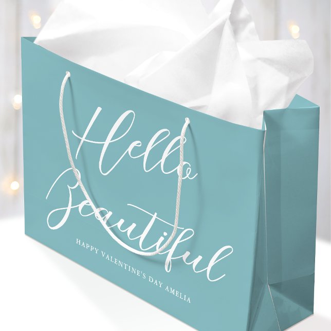Valentine's Day Gift Bag Elegant Script Blue (Skapare uppladdad)