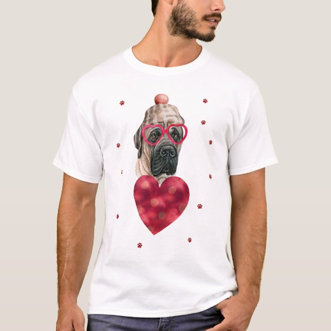 Valentines Day Gift English Mastiff Hund T Shirt (Framsida)
