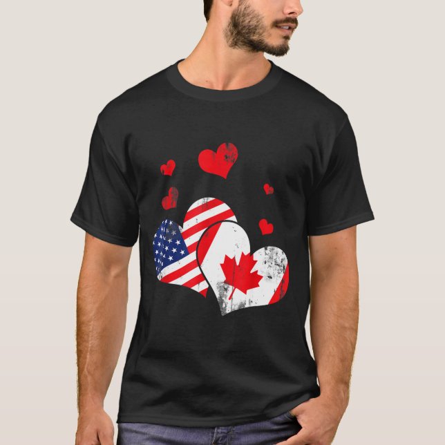 Valentine's Day Gift Maple Leaf Canada  T Shirt (Framsida)
