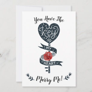 Valentines day Giftermål Frieri Nyckel mitt hjärta Julkort