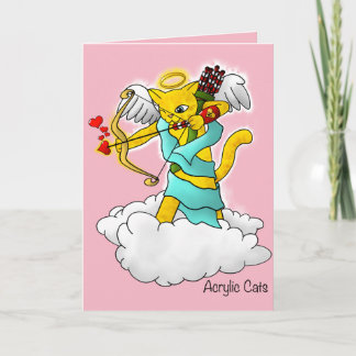 Valentines Day Ginger Gult Cupid Cat Helgkort