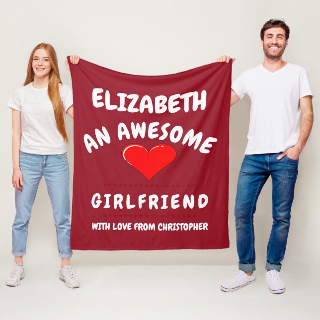 Valentines day Girlvän Romantic Kärlek Heart Red Fleecefilt (På plats)