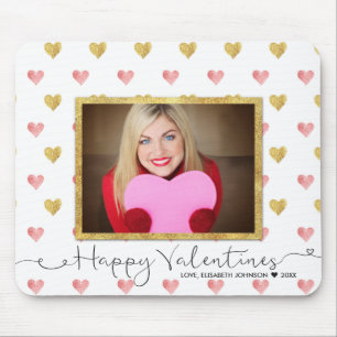 Valentines day Glitter Heart-skript Photo Mousepad Musmatta