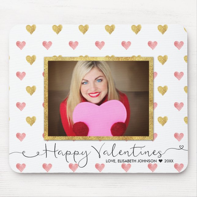 Valentines day Glitter Heart-skript Photo Mousepad Musmatta (Framsidan)