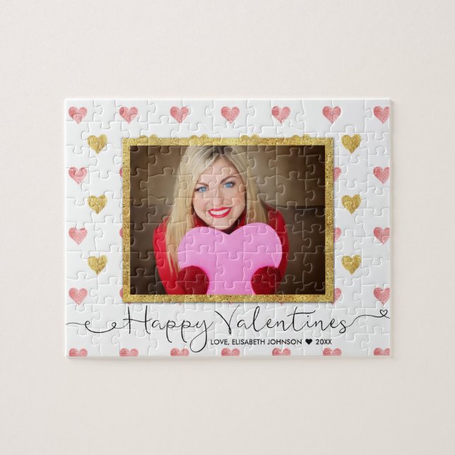 Valentines day Glitter Heart-skriptfoto - Puzzle Pussel (Horisontell)