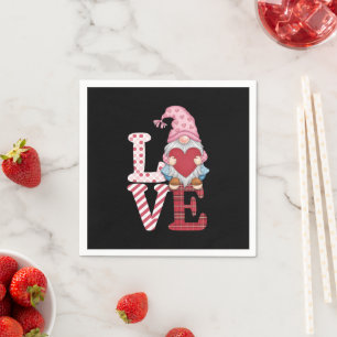 Valentines day Gnome Kärlek par gåvor till henne Pappersservett