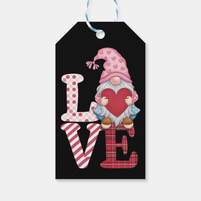Valentines day Gnome Kärlek par gåvor till henne Presentetikett (Baksidan)