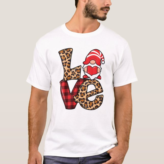 Valentines day Gnome Kärlek Red Heart Women Kids M T Shirt (Framsida)