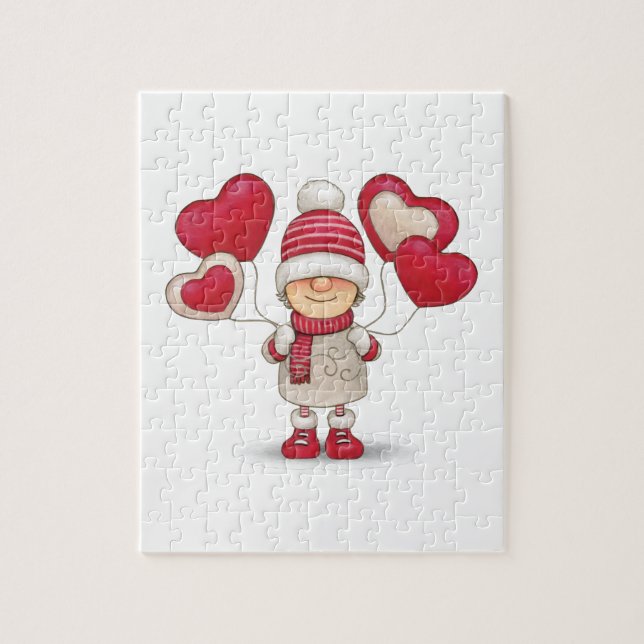 Valentines day gnome. pussel (Vertikal)