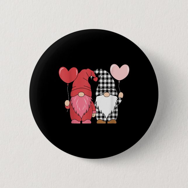 Valentines day Gnomes Cute Red Hearts Kärlek Gnome Knapp (Framsida)
