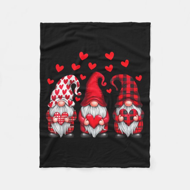 Valentines Day Gnomes Cute Red Hearts Love Gnome W Fleecefilt (Framsidan)