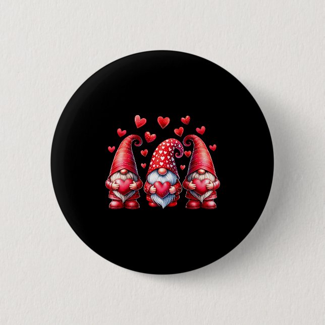 Valentines Day Gnomes Cute Red Hearts Love Gnome W Knapp (Framsida)