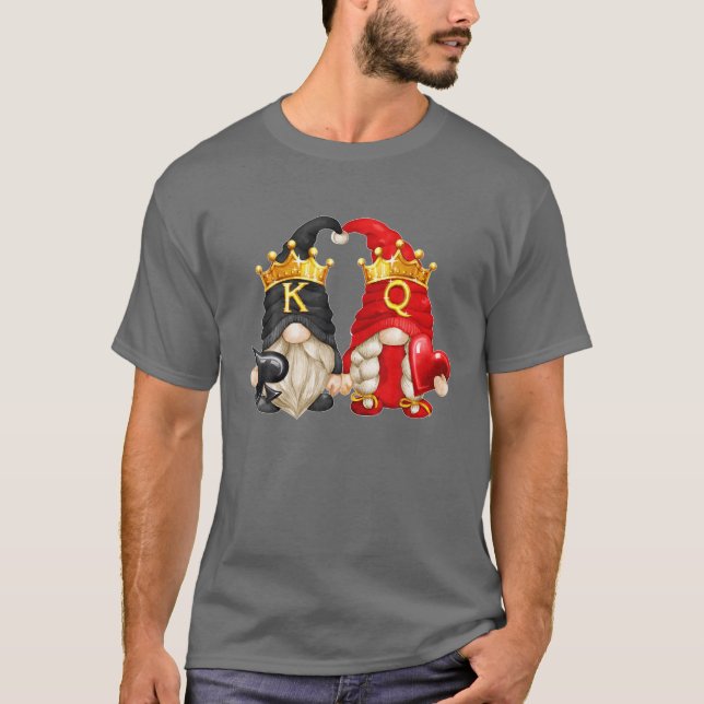 Valentines day Gnomes Kung av spade och drottning  T Shirt (Framsida)